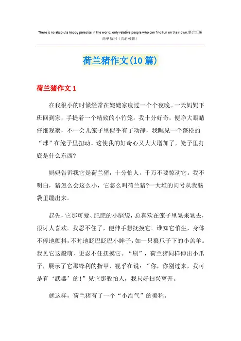 荷兰猪作文(10篇)