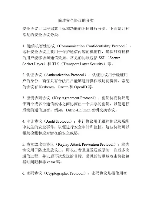 简述安全协议的分类