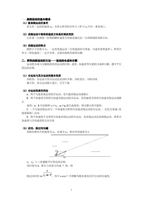 曲线运动的基本概念
