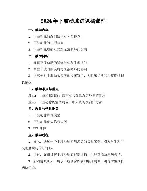 2024年下肢动脉讲课稿课件