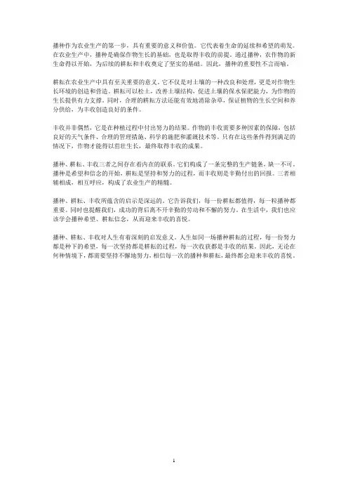播种耕耘丰收