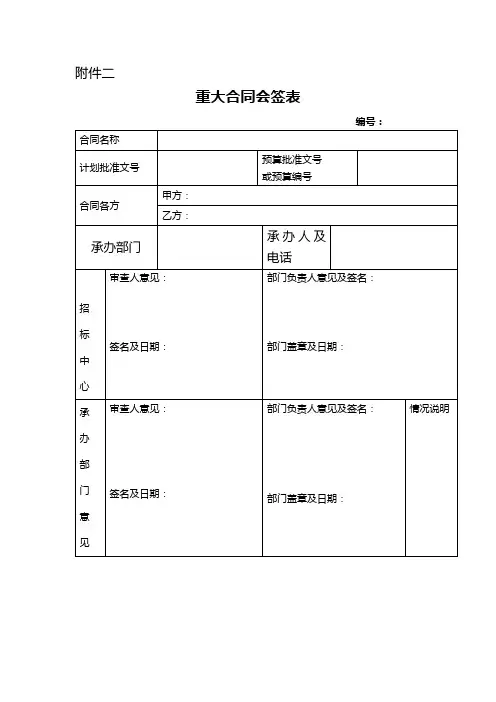 重大合同会签表