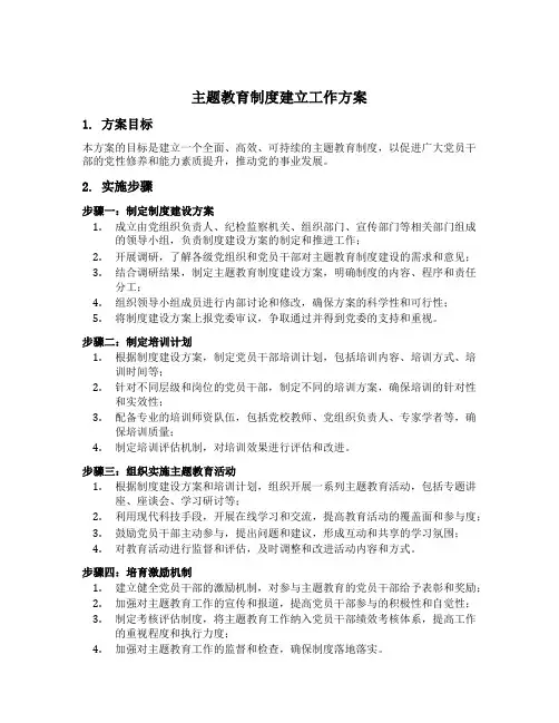主题教育制度建立工作方案