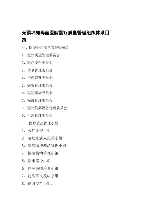 医疗质量管理组织及架构