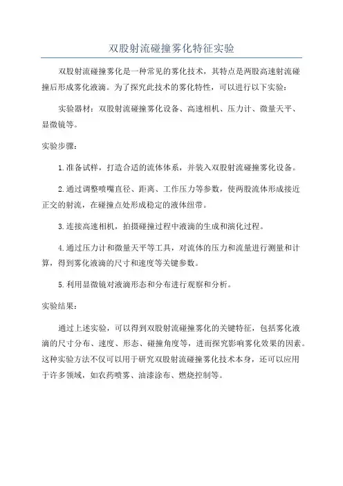 双股射流碰撞雾化特征实验