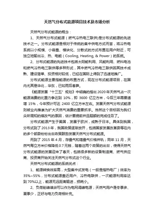 天然气分布式能源项目技术及市场分析