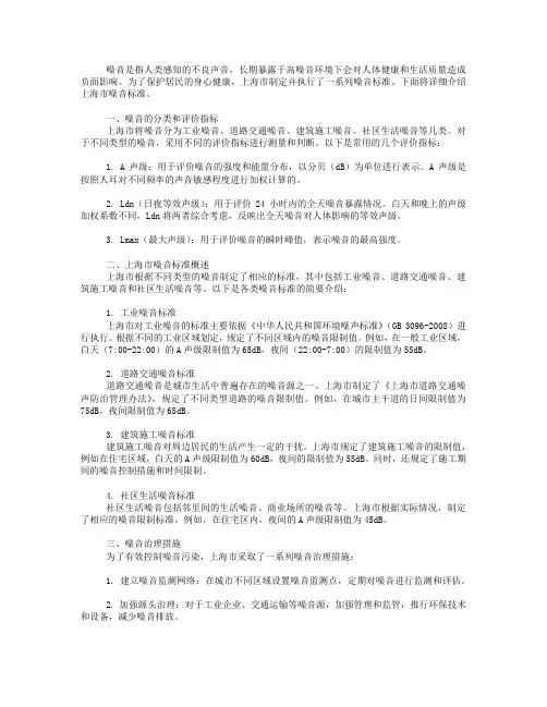 上海市噪音标准