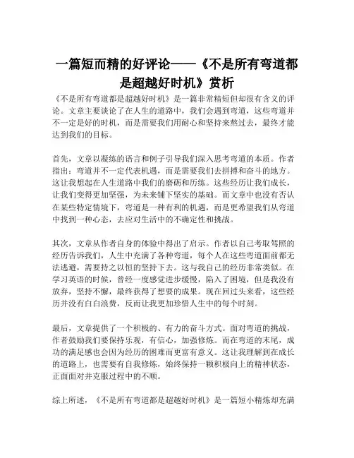 一篇短而精的好评论——《不是所有弯道都是超越好时机》赏析