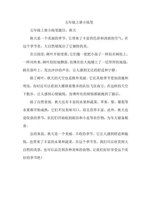 五年级上册小练笔
