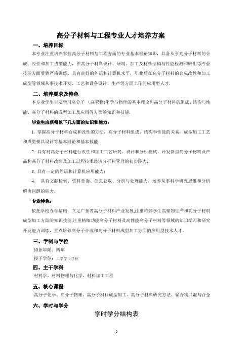 高分子材料与工程专业人才培养方案