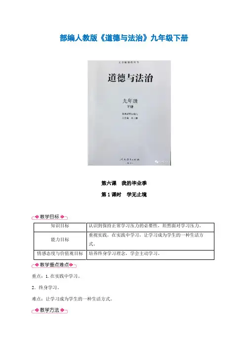 第六课《我的毕业季》教案   (部编人教版《道德与法治》九下) 8