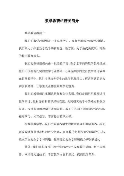 数学教研组精美简介