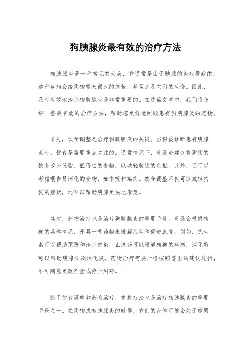 狗胰腺炎最有效的治疗方法