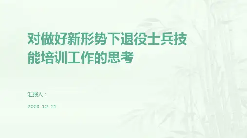 对做好新形势下退役士兵技能培训工作的思考