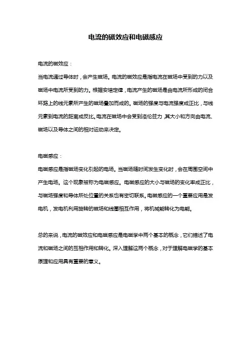 电流的磁效应和电磁感应
