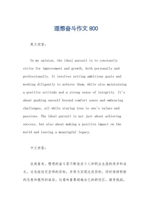 理想奋斗作文800