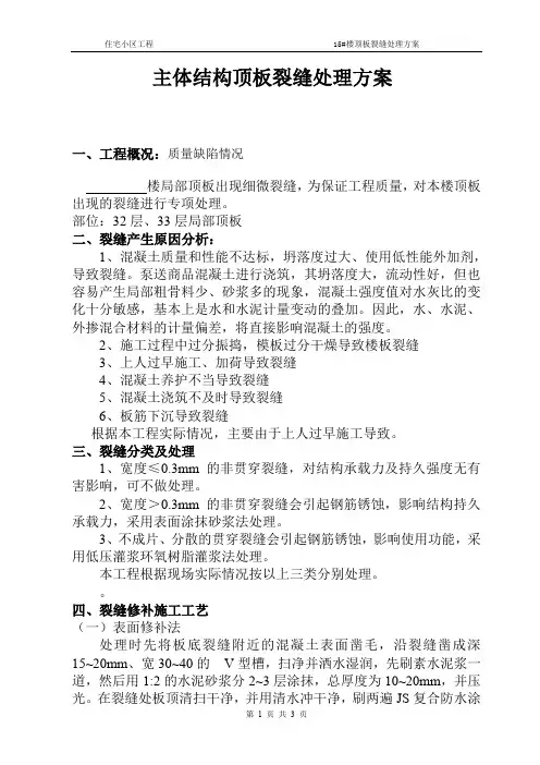 主体结构顶板裂缝处理专项方案