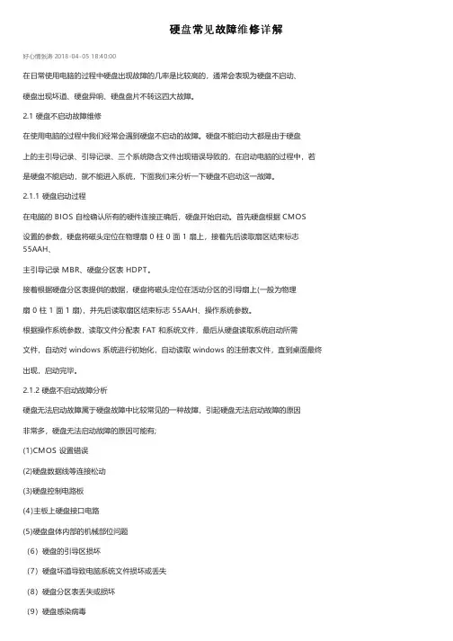 硬盘常见故障维修详解