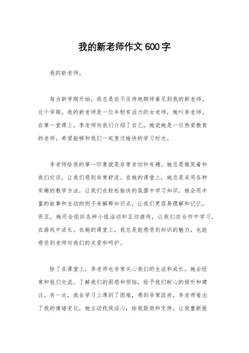 我的新老师作文600字