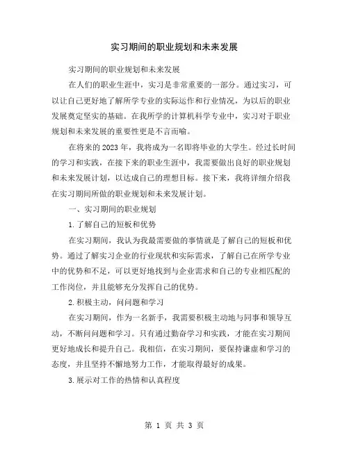 实习期间的职业规划和未来发展