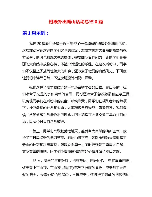 班级外出爬山活动总结6篇