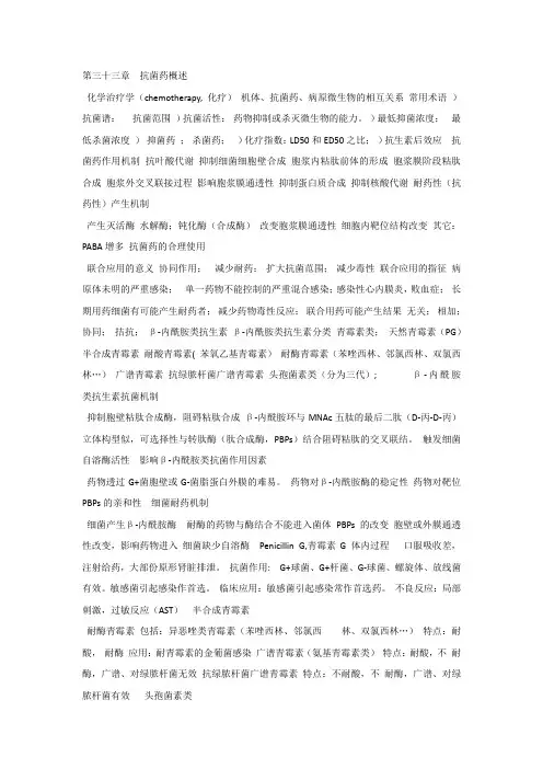 药理学课件_抗菌药物概论
