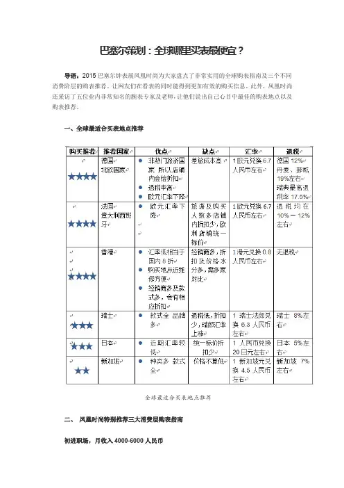 全球购买手表最便宜的地方指南