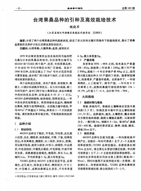台湾果桑品种的引种及高效栽培技术