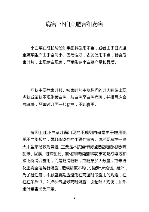 病害 小白菜肥害和药害
