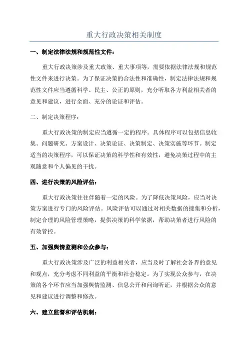 重大行政决策相关制度