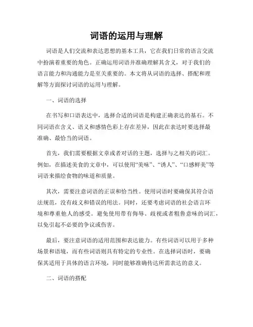 词语的运用与理解