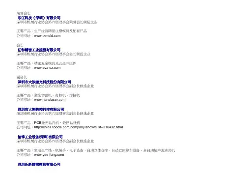 深圳市机械行业协会会员