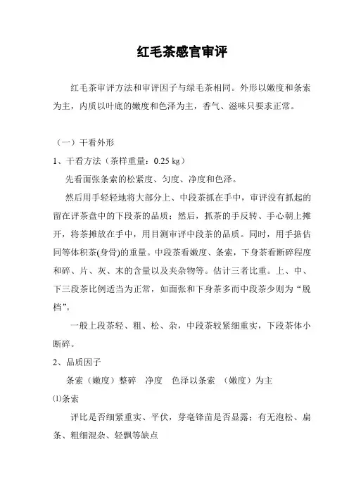 红毛茶感官审评