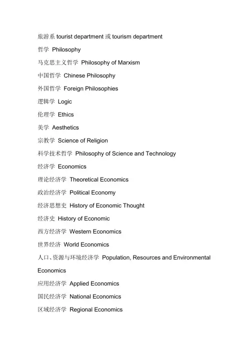 各专业英文说法