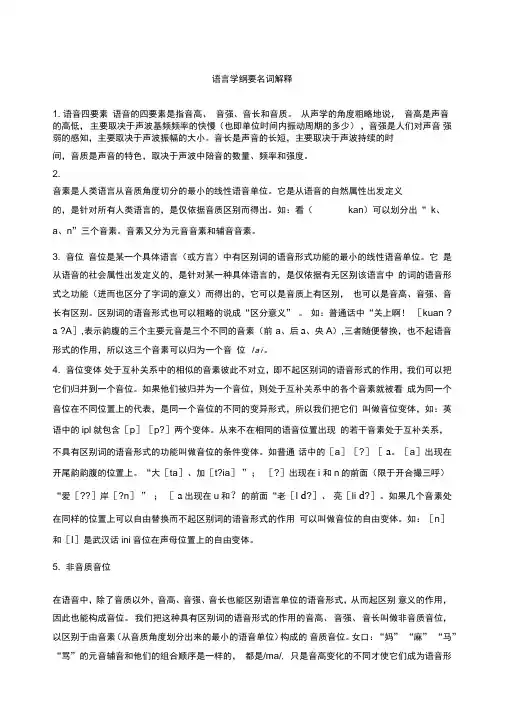 语言学纲要名词解释