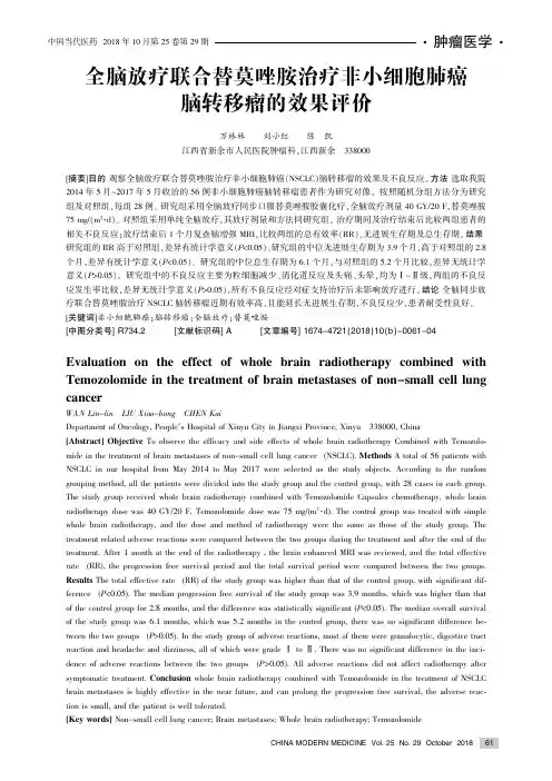 全脑放疗联合替莫唑胺治疗非小细胞肺癌脑转移瘤的效果评价