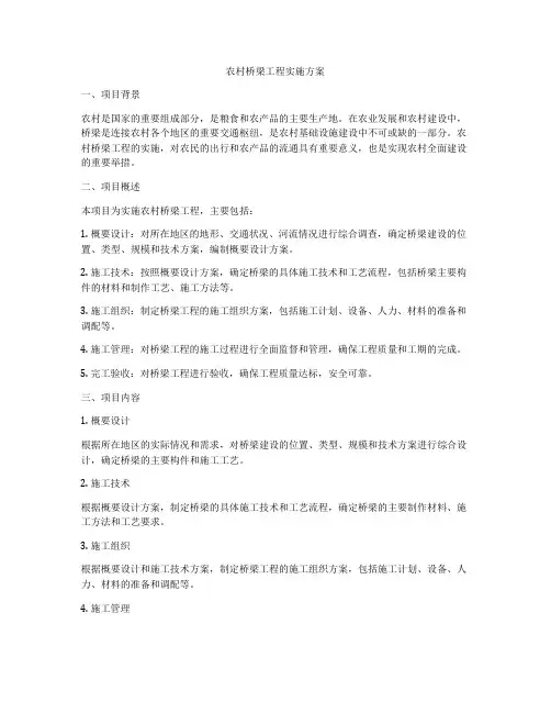 农村桥梁工程实施方案