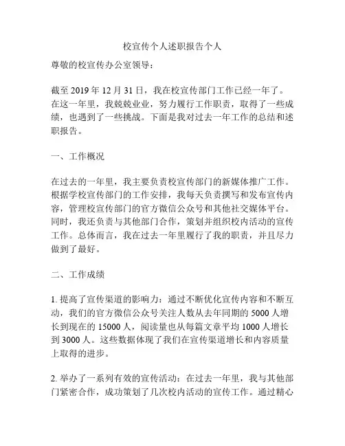 校宣传个人述职报告个人