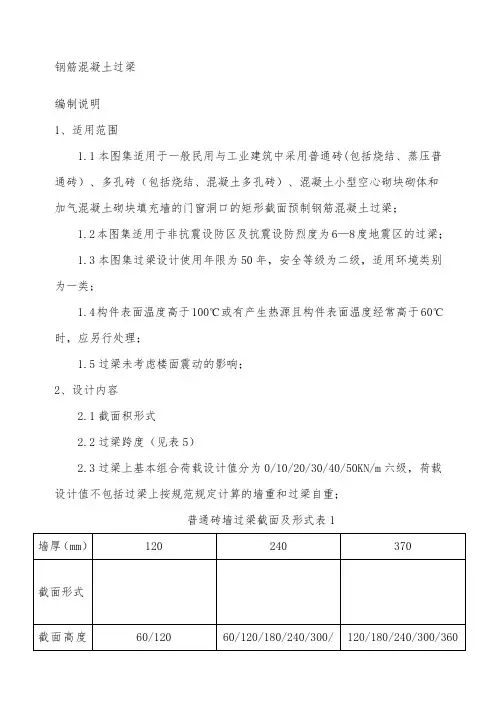 YG常用过梁尺寸及配筋