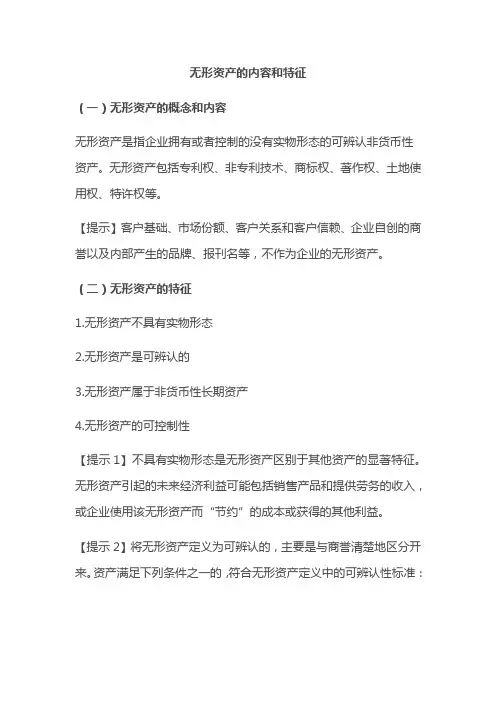 无形资产的内容和特征、确认与计量