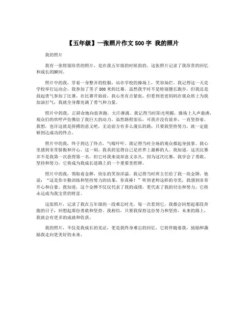 【五年级】一张照片作文500字 我的照片