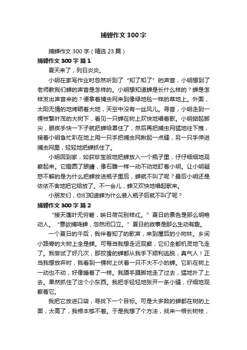 捕蝉作文300字（精选23篇）