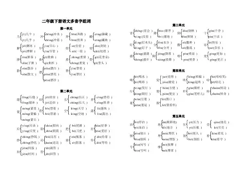 (完整版)二年级下册语文多音字词语