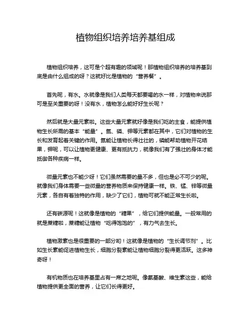 植物组织培养培养基组成