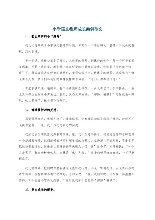 小学语文教师成长案例范文
