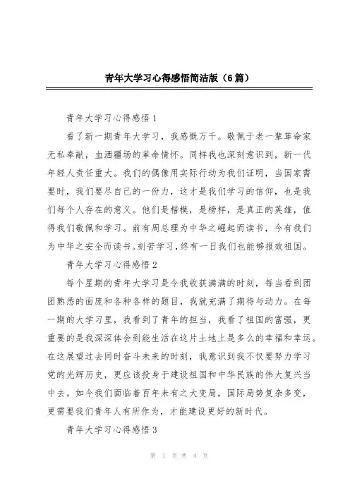 青年大学习心得感悟简洁版(6篇)