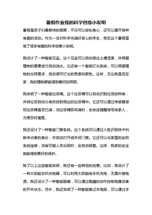 暑假作业我的科学创意小发明