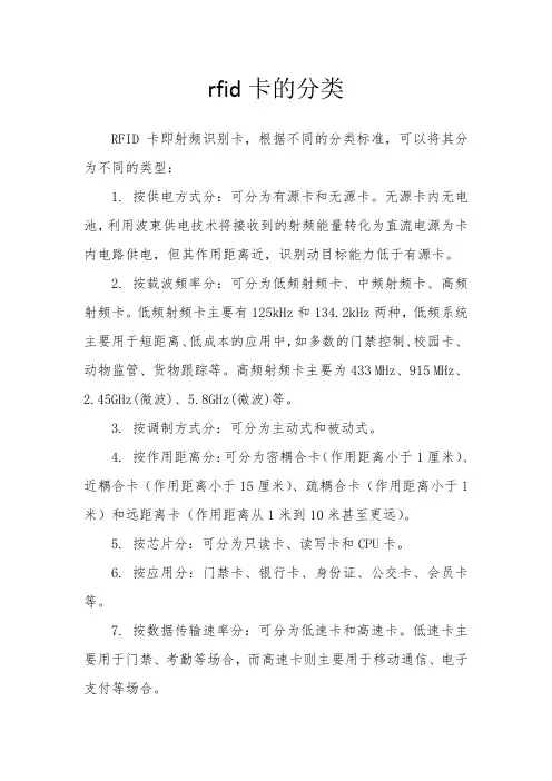 rfid卡的分类
