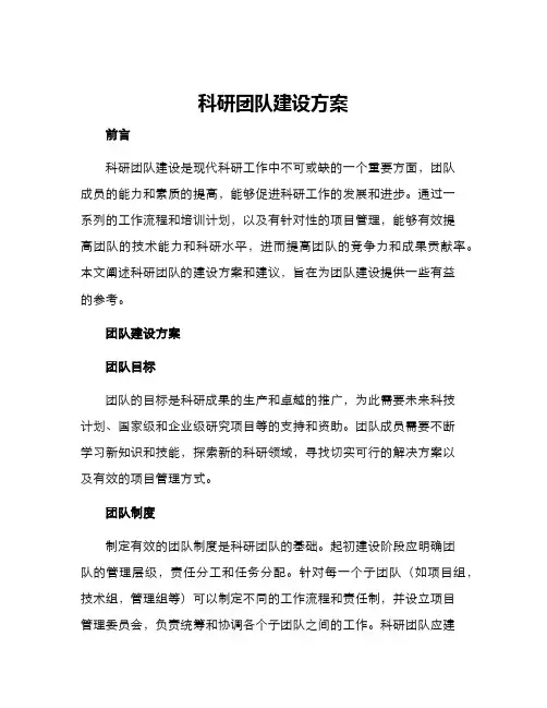 科研团队建设方案