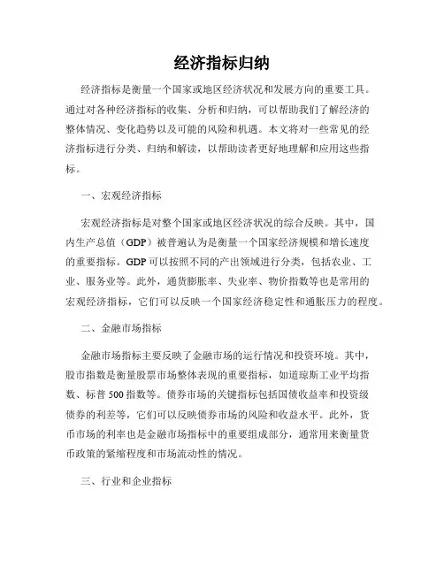 经济指标归纳